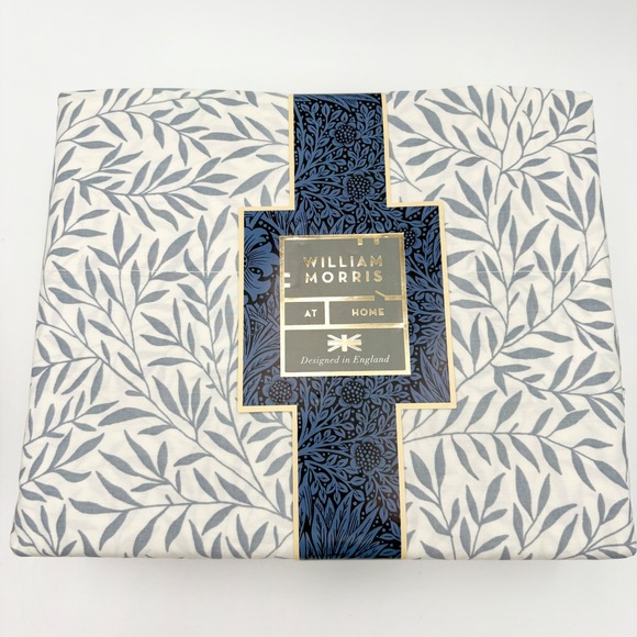William Morris At Home Queen Sheet Set Leaf Pale Slate 100% Cotton - Picture 1 of 4